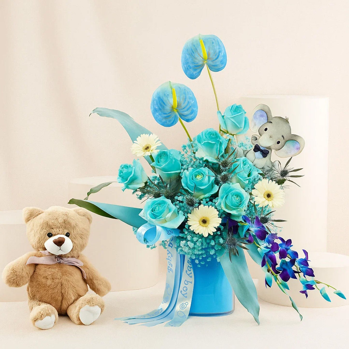Newborn Gifts | Blue Roses Arrangement