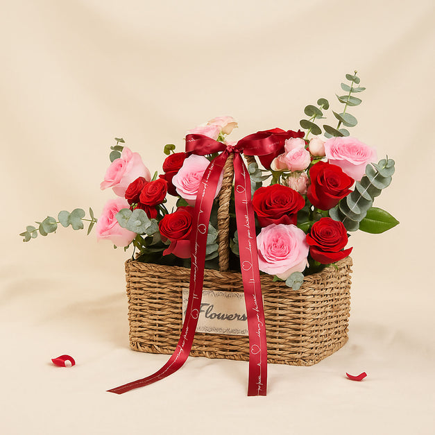 Love Basket | Red n Pink Roses 