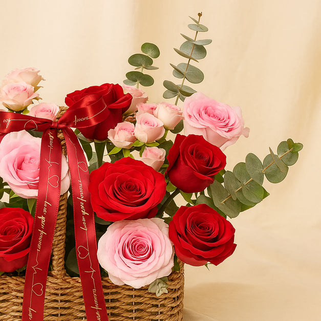 Love Basket | Red n Pink Roses 