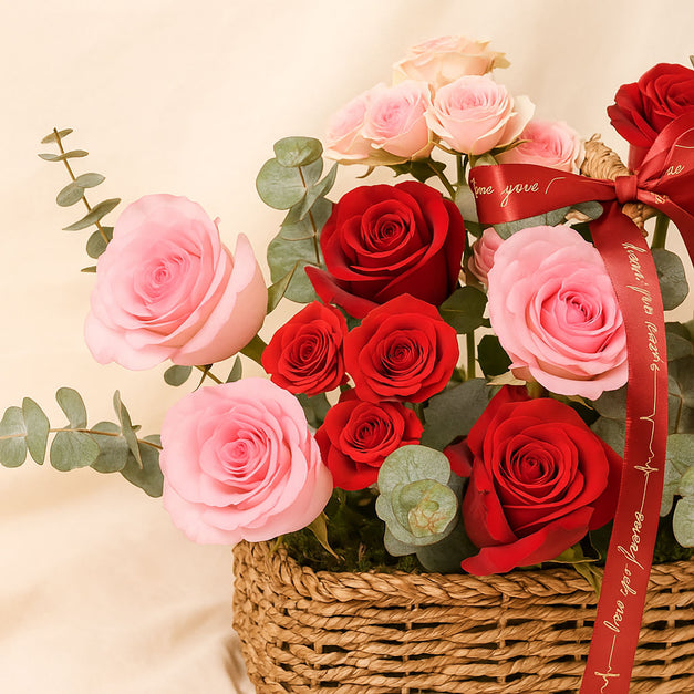 Love Basket | Red n Pink Roses 
