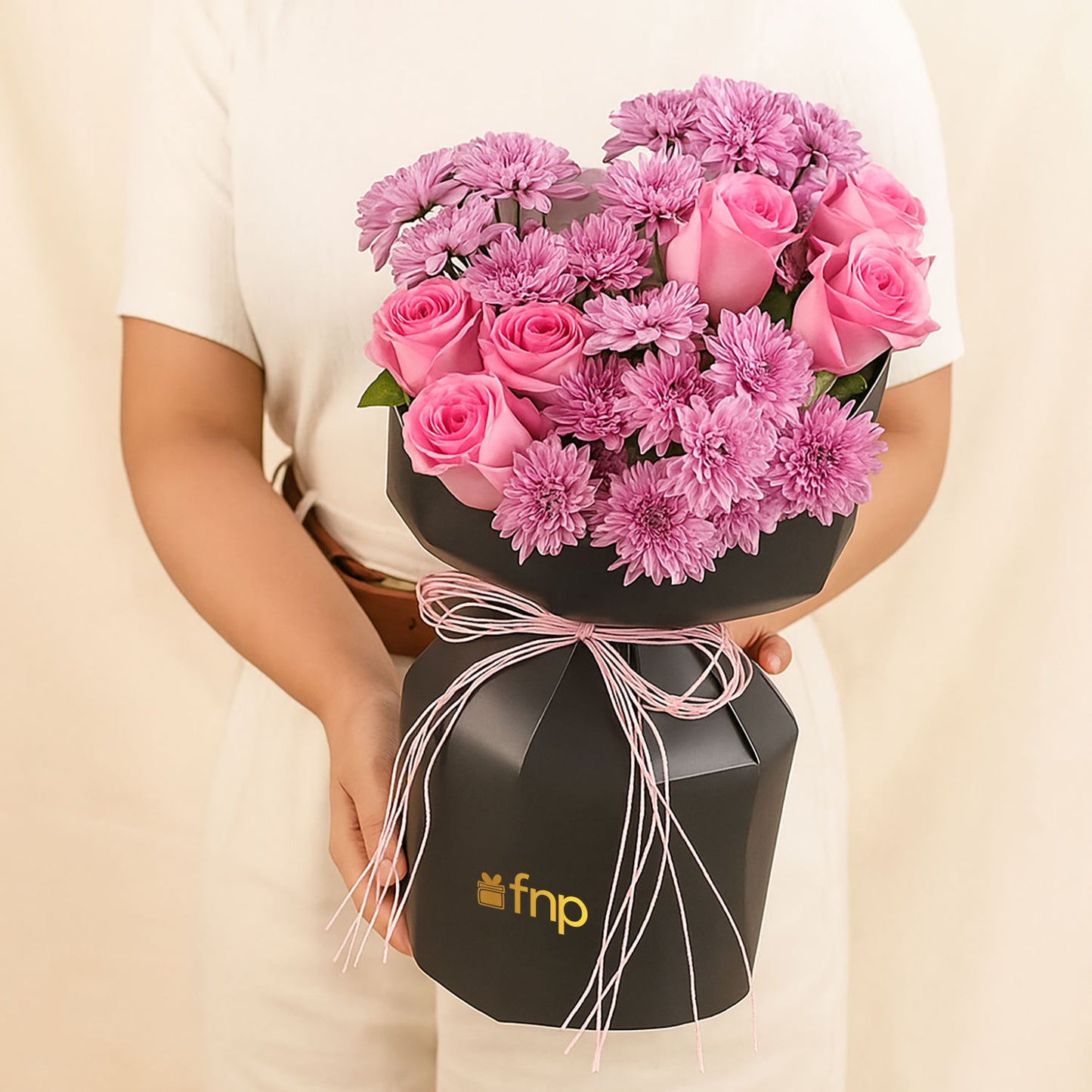 Roses & Purple Chrysanthemums Bouquet