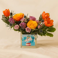 Happy Birthday Flower Square Vase
