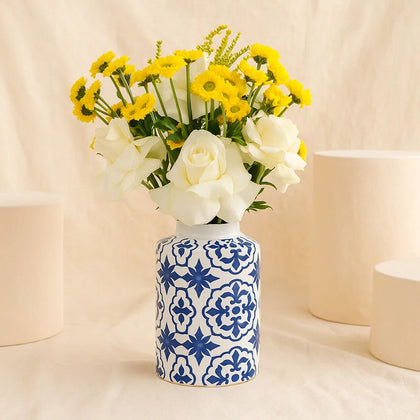 Rose n Daisy Patterned Vase