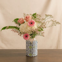 White Hydrangea n Flowers Tall Vase