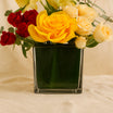Yellow Lily n Roses Square Vase 