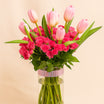 Pink Tulips & Fuchsia Roses Vase