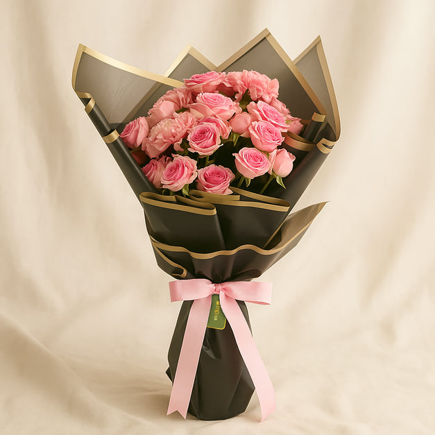 بوكيه ورد قرنفل و بيبي روز