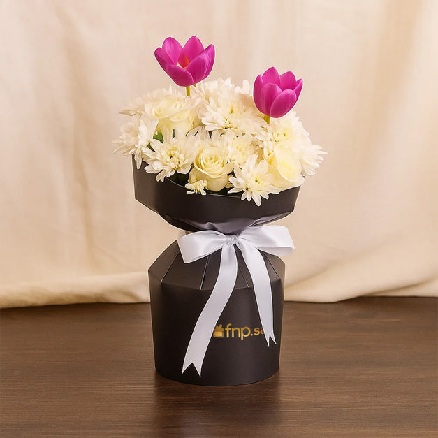 جمال الورد الابيض والتوليب