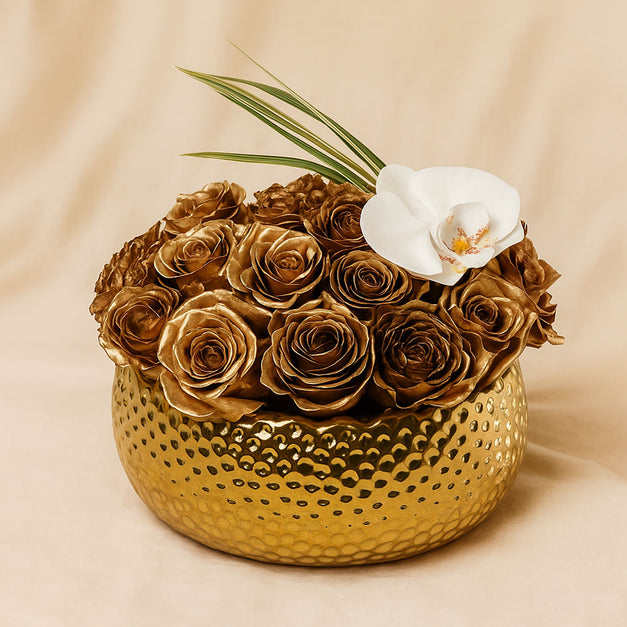 Golden Roses Elegant Pot 