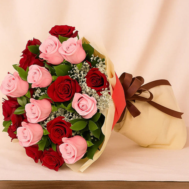 Rose Dew Red n Pink Flower Bouquet