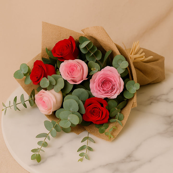 Pink n Red Roses Elegant Bouquet