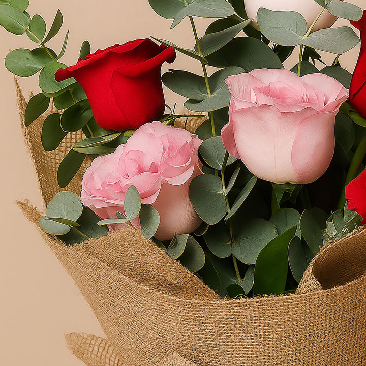 Pink n Red Roses Elegant Bouquet