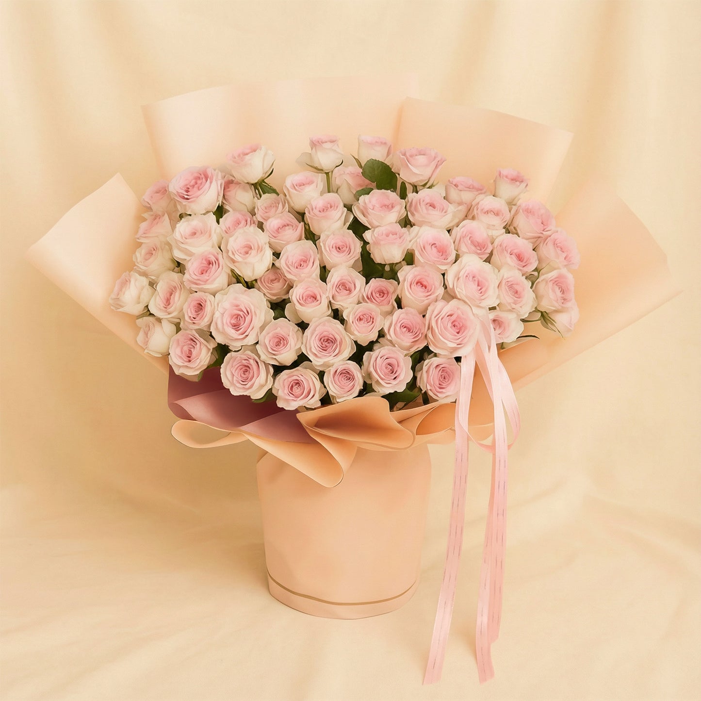 100 Delicate Pink Roses Flower Bouquet