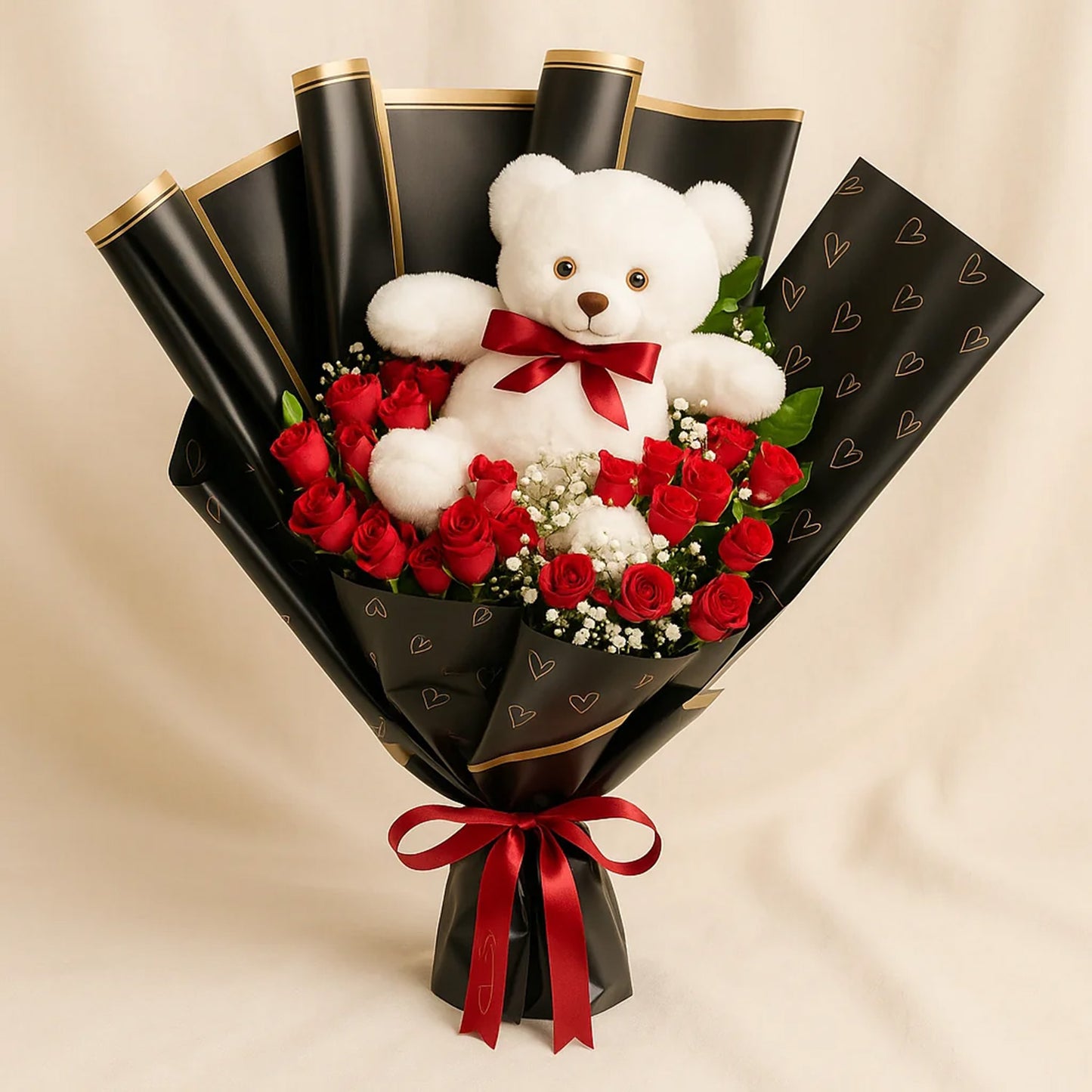 Hug of Love Teddy & Rose Bouquet