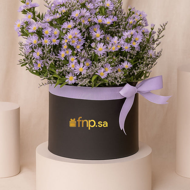 Birthday Wishes Aster Flowers Black Box