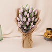 Delicate Pink Tulip Jute Wrapping Bouquet