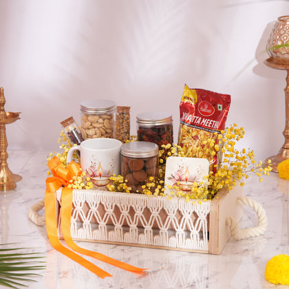 Festival Glow Gift Tray with Snacks n Mug