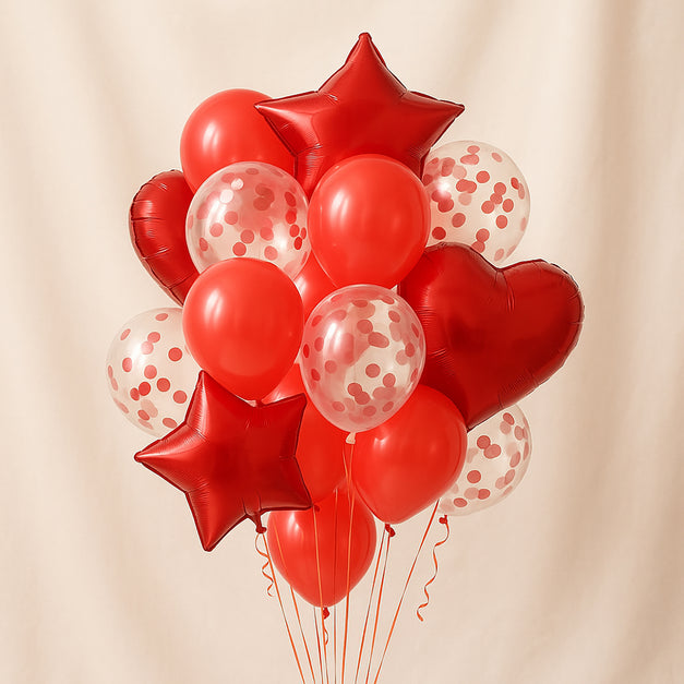 Festive Metallic Red Helium Balloons