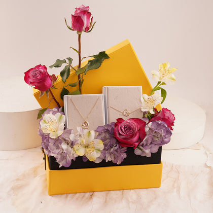 Fontenay Twin Heart Jewelry Set n Flower Box For Her