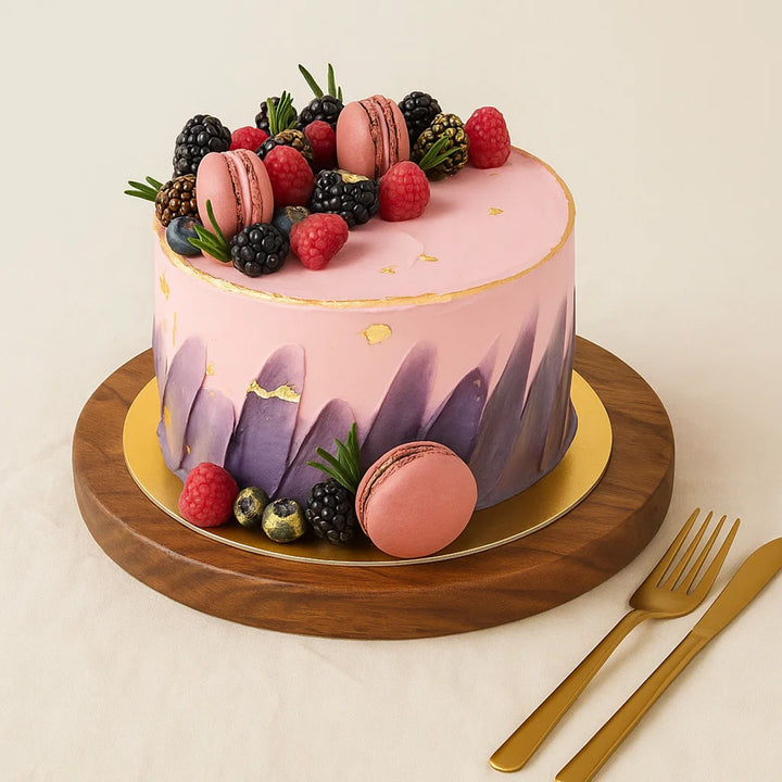 Fruits & Macaroon Red Velvet Cake