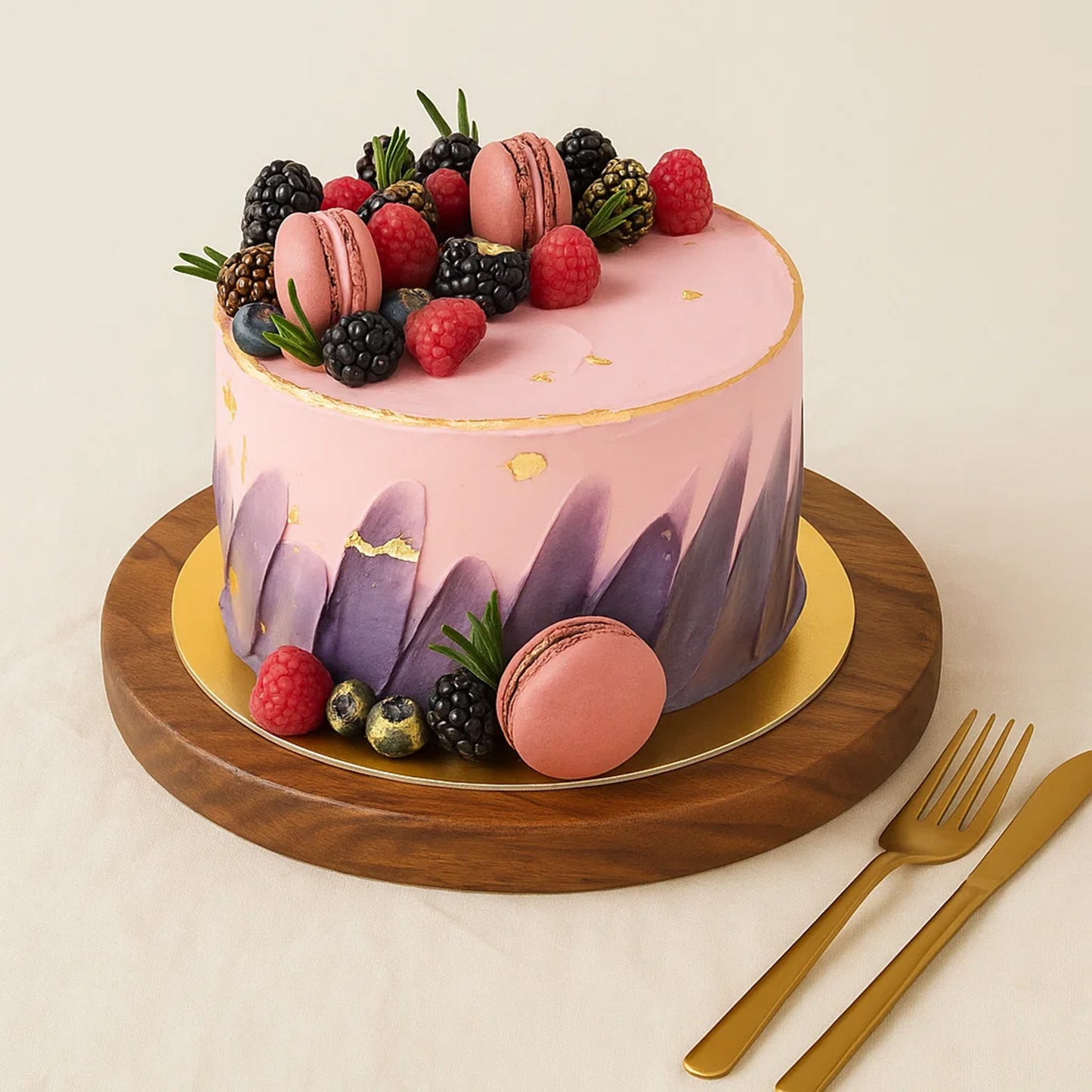 Fruits & Macaroon Red Velvet Cake