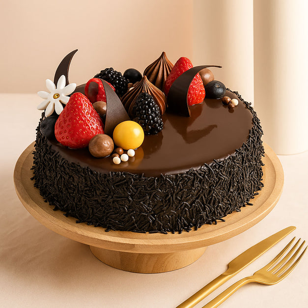 Fudge Fantasy Cake With Fruits