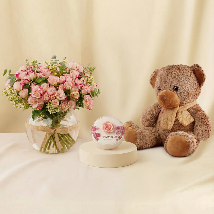 Exquisite Pink Spray Rose Vase