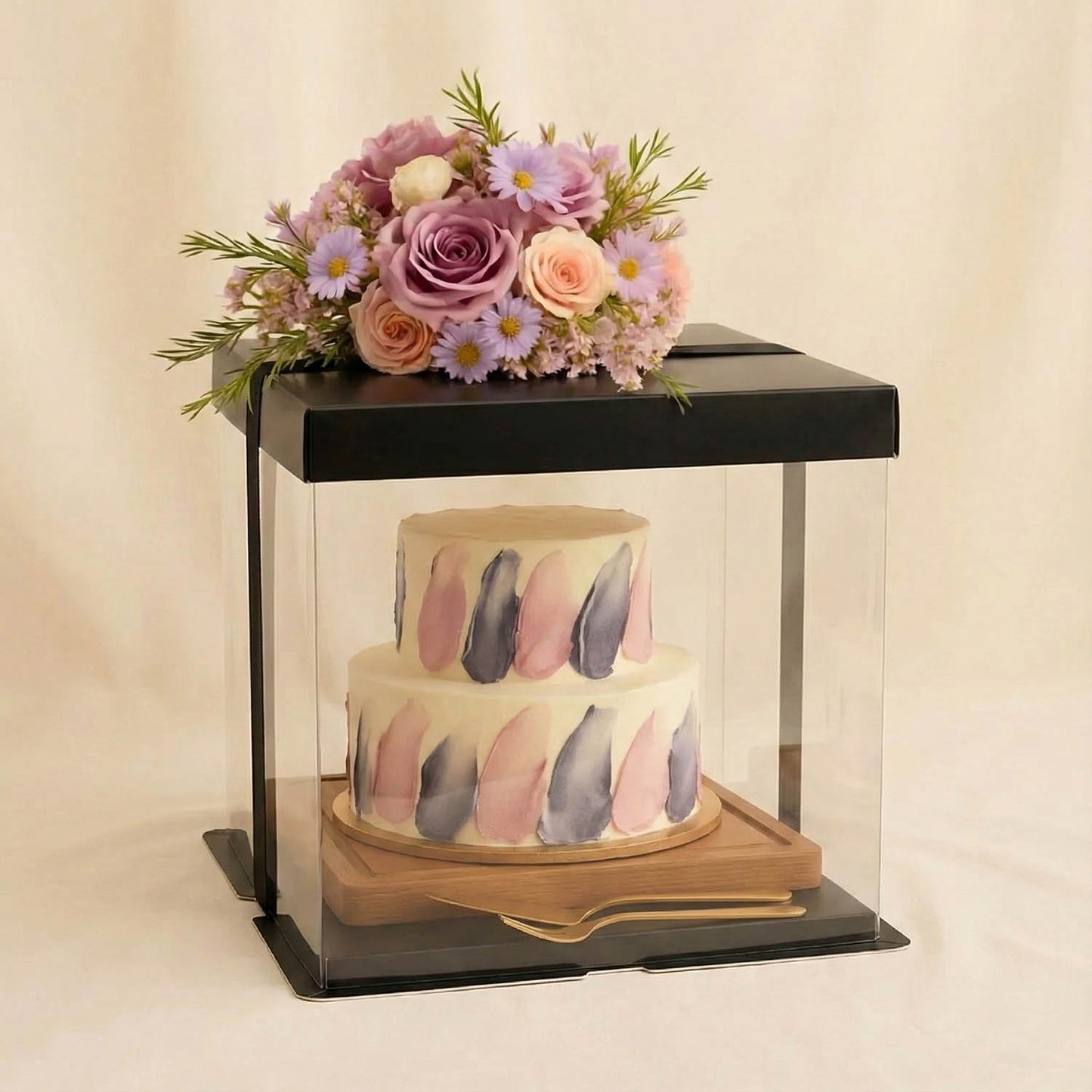 Aster Flower n Roses With Red Velvet Cake Combo