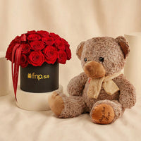 لفتة حب | بوكس 35 وردة حمراء و دبدوب