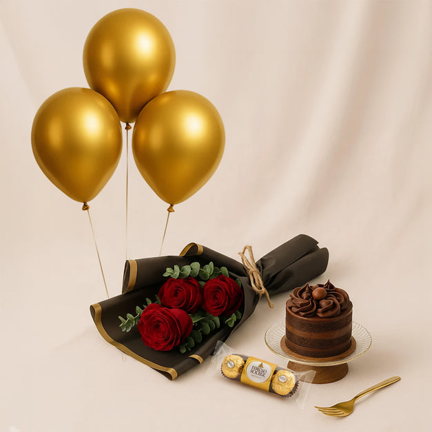 Red Roses n Cake Love Combo