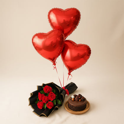 Romantic Cake n Roses Bouquet