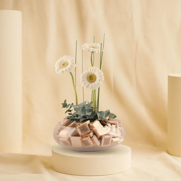 Gerbera n Patchi Chocolate Elegant Dish