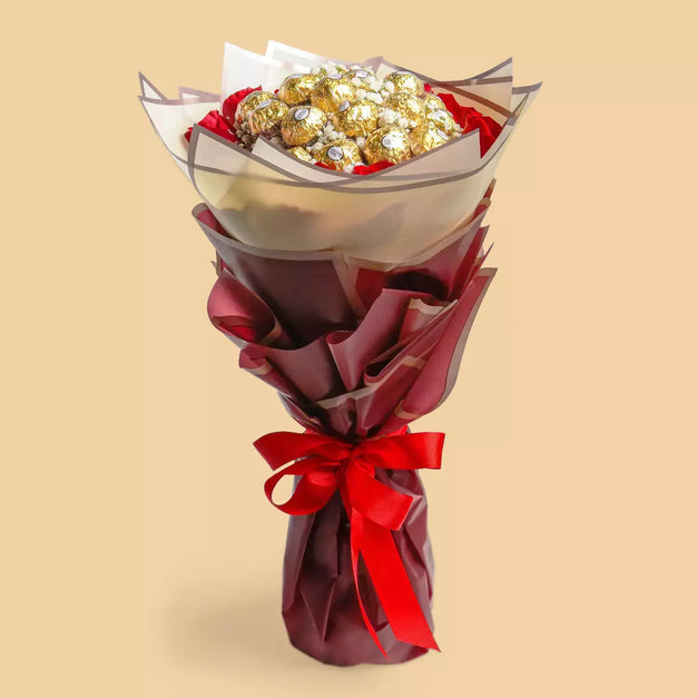 Golden Passion Ferrero Rocher n Flower Bouquet