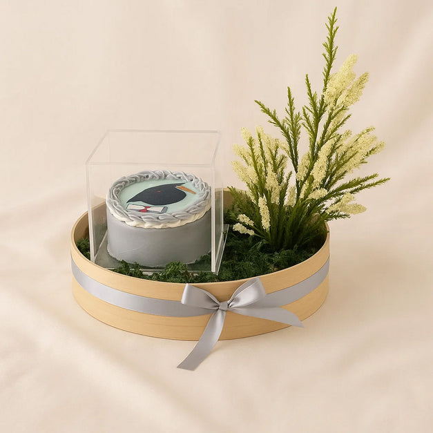 Graduation Mini Cake n Artificial Flowers Box