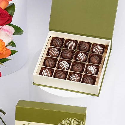 Hand-Tied Colorful Roses n Chocolate Truffles