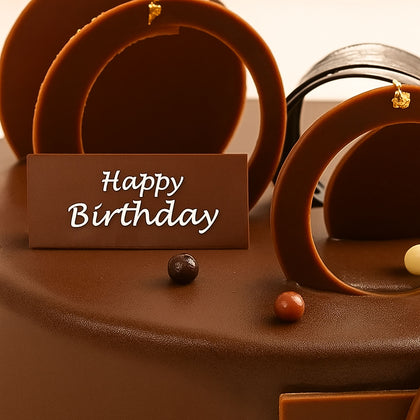 Birthday Tag Fudge Cake