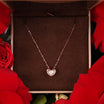 KOOHEJI Diamond Heart Gold Necklace & Valentine Roses 