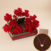 KOOHEJI Diamond Heart Gold Necklace & Valentine Roses 