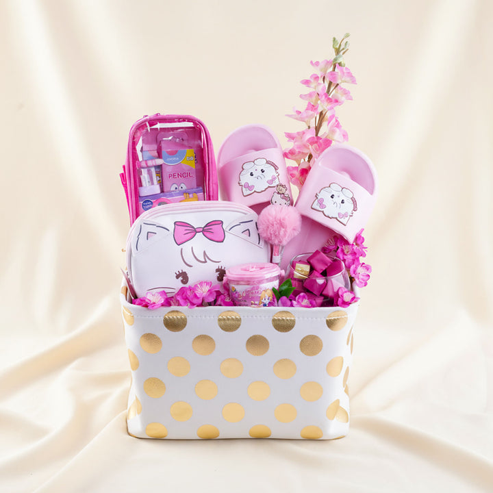 Kitten Pink Girls Gift Basket