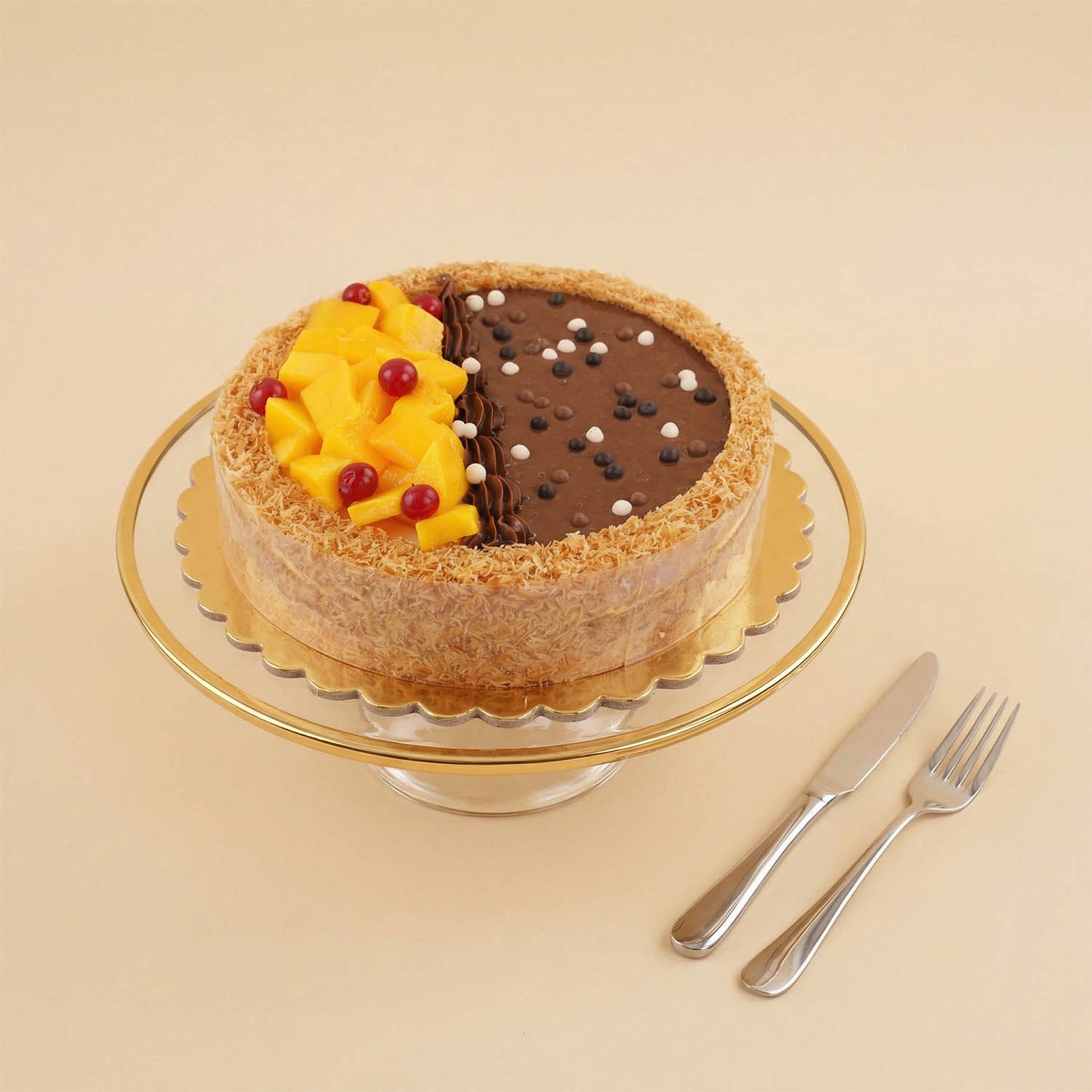 Kunafa Cheesecake with Mango & Chocolate