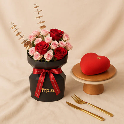 Love Combo | Roses n Heart Shaped Cake 