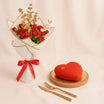 طقم هدايا حب | بوكيه ورد و كيك احمر