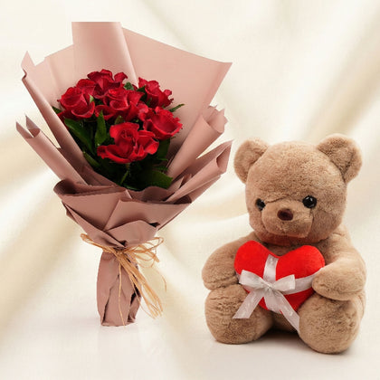 بوكيه ورد و دبدوب لحظة حب