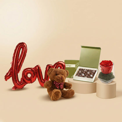 Love Set | Teddy, Chocolates, Forever Rose & Love Balloon