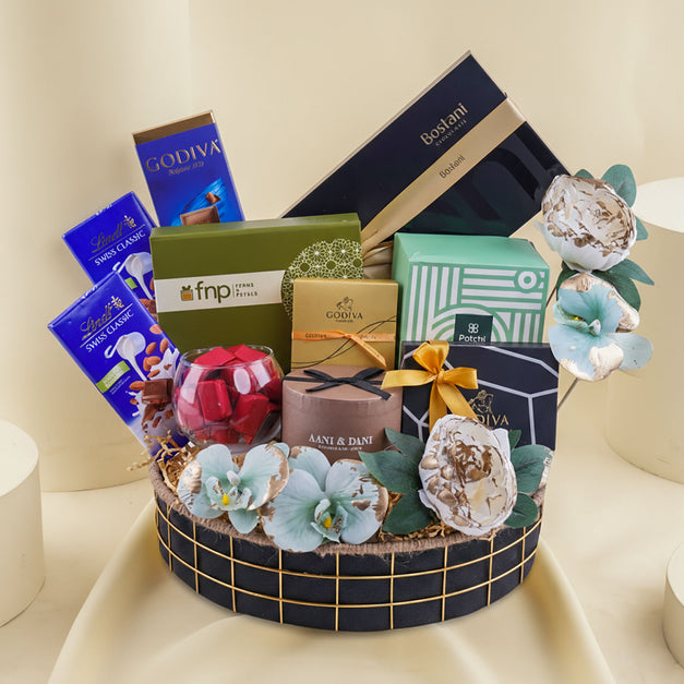 سلة هدايا شوكولاتات فاخرة