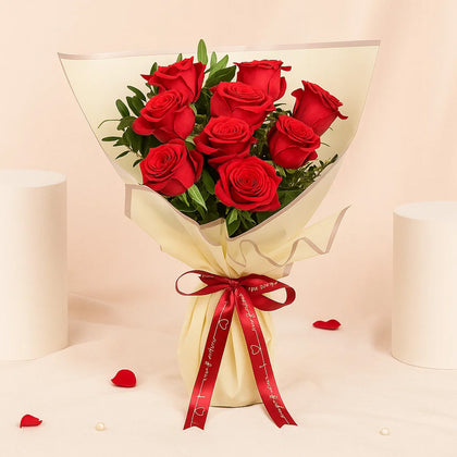 Malika | 9 Red Roses Flower Bouquet