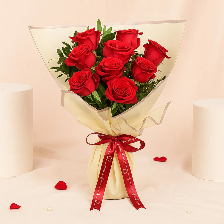 Malika | 9 Red Roses Flower Bouquet