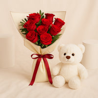 Malika | 9 Red Roses Flower Bouquet