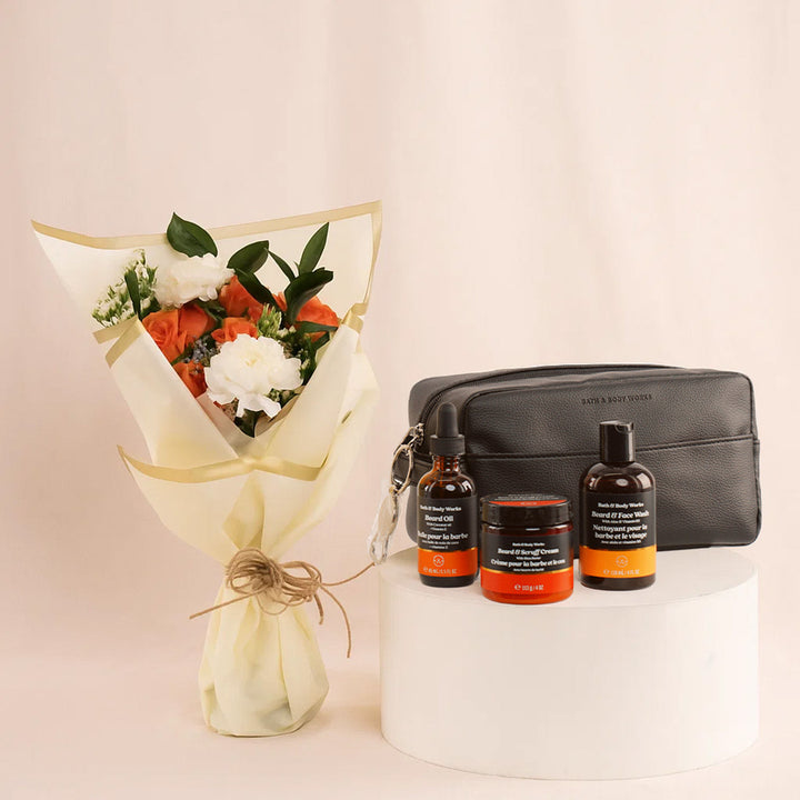 Men's Gift | Flower Bouquet n Bread Grooming Set