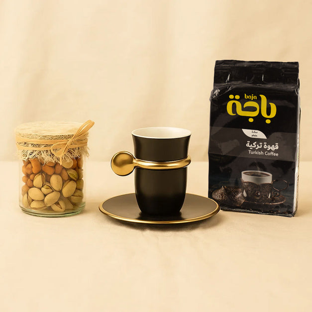 Men's Gift Box with White Roses & Coffee